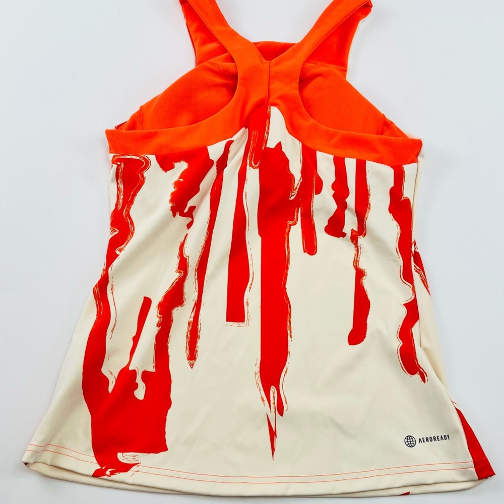 adidas Cream Tank Top with Red Abstract Streaks - Picture 3 of 5